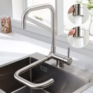 SJQKA Robinet De Cuisine 3 Voies Douchette Mitigeur Évier Avec 2 Becs Mitigeur  Cuisine Pivotant 360 °,laiton Pour Évier De Cuisine à Eau Potable  Compatible En Forme (Chromé) : : Bricolage