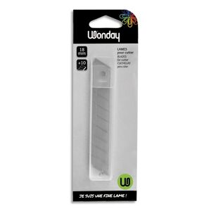 Wonday Etui de 10 lames prédécoupées de 18 mm pour cutter de précision. Lames en acier inox trempé - Lot de 15