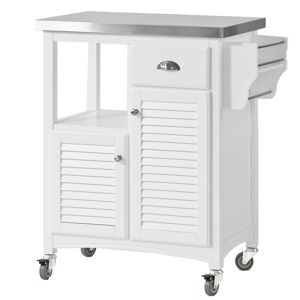 SoBuy Desserte de cuisine avec plan de travail effect bois blanc Blanc 71x94x45cm