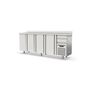 CORECO Arriere Bar 600 - 4 Portes Pleines - -2/+8 - 2545X600X1040 - Int Et Ext Inox Aisi 304 - 2 Tiroirs Neutres Sur Groupe - Avec Dosseret FMR-250