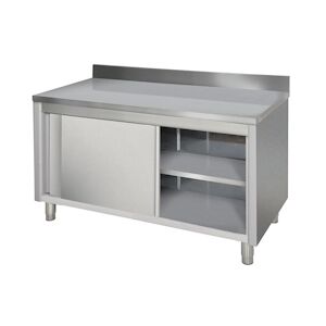 materiel chr pro Meuble Bas Inox Portes Coulissantes et Dosseret Profondeur 700