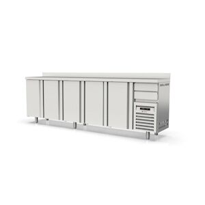 CORECO Arriere Bar 600 - 5 Portes Pleines - -2/+8 - 3070X600X1040 - Int Et Ext Inox Aisi 304 - 2 Tiroirs Neutres Sur Groupe - Avec Dosseret FMR-300