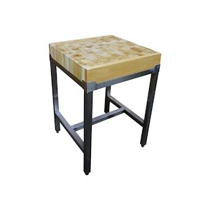 L2G Billot en bois sur piètement inox 85 x 60 x 60 cm L2G