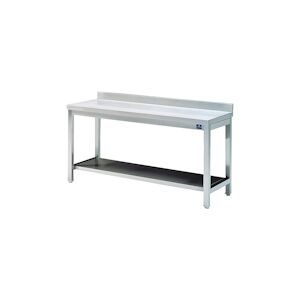 Virtus group Table Inox de Travail avec Étagère et Dosseret Gamme 700 2000x700 x700x850mm