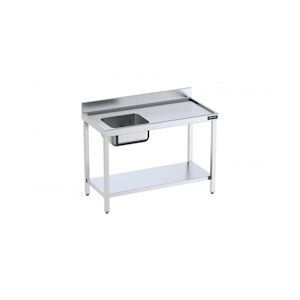 Distform Table de chef Inox avec bac à Gauche et étagère Gamme 700 Acier inoxydable1500x700 1000x700x850mm