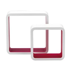 King Home Set d'étagères carrées 2 pièces MDF blanc/fuchsia