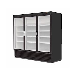 CORECO Armoire Mini Market - +8/-2C - 3 Portes Vitrees Battantes - 2035X810X2040 - 8 Etageres - Capacite 1750L - Ext Noir Int Blanc RVC-2003-NB