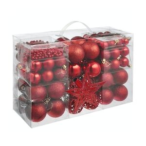 tectake Lot de 86 décorations de Noël rouges - rouge -403324