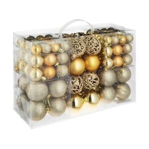 tectake Lot de 100 boules de Noël dorées assorties - jaune or -403323