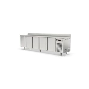 CORECO Meuble Snack 600 Avec Evier Sur Groupe - 5 P. Pleines - -2/+8 - 3070X600X850 - Int Et Ext Inox - P. Embouties Inox - Avec Dosseret MRSF-300