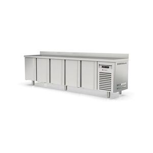 CORECO Meuble Snack 600 Avec Evier Sur Groupe - 5 P. Pleines - -2/+8 - 3070X600X850 - Int Et Ext Inox  - P. Embouties Inox - Avec Dosseret MRSF-300 - Publicité