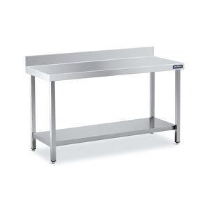 Distform table Inox avec Dosseret 1200x550 avec Etagère