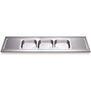 Lioninox Évier inox avec 3 bacs et double egouttoir 1800x600x mm