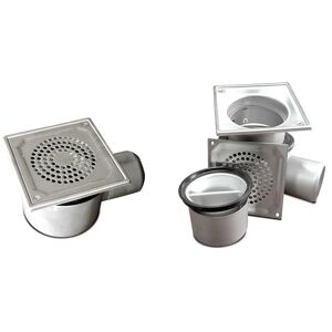 Lioninox Bouche degout inox industrielle avec sortie horizontale 150x150x120-150 mm