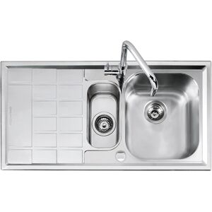 BARAZZA evier avec 1 vasque et demi + egouttoir a gauche B_LEVEL 1LLV100/S (Inox - Acier)