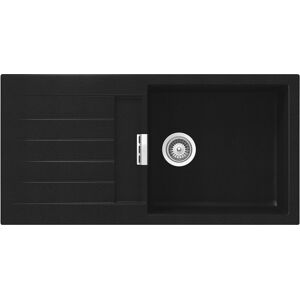 SCHOCK évier avec grand bac et égouttoir réversible SIGNUS D100L (Noir pur - Cristadur® Premium)