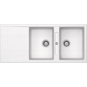 SCHOCK évier avec 2 bacs et égouttoir réversible SIGNUS D200E (Blanc pure - Cristadur® Premium)