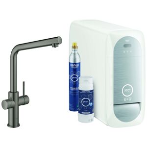 Grohe Blue Home mitigeur d'évier 31454AL1 graphite dur brossé, kit de démarrage bec en L