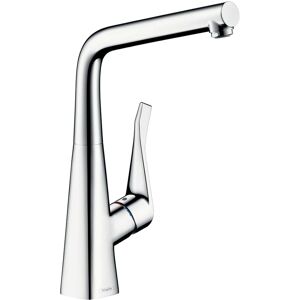 Hansgrohe mitigeur de cuisine Metris M71 320 14822800 aspect acier inoxydable, bec pivotant à 3 niveaux - Publicité