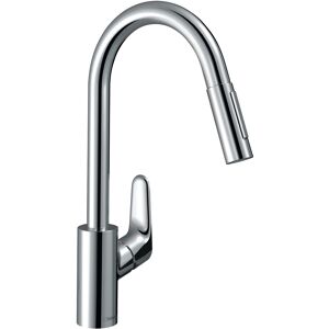 Hansgrohe Focus M41-240 mitigeur de cuisine 31815000 chromé , bec pivotant, douchette extractible - Publicité