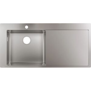 Hansgrohe 450 evier encastre 43331800 1025 x 490 mm, 2000 principale gauche, egouttoir droit, Inox