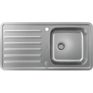 Hansgrohe evier encastre 43338800955 x 485 mm, vasque a droite, egouttoir, bonde automatique, Inox