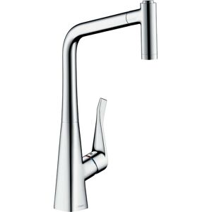 Hansgrohe Metris mitigeur d'évier 73824000 avec douchette extractible, 2jet, sBox, chromé