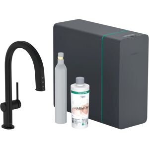 Hansgrohe Aqittura M91 robinet de cuisine 76839670 SodaSystem 210, bec extractible, kit de démarrage, noir mat