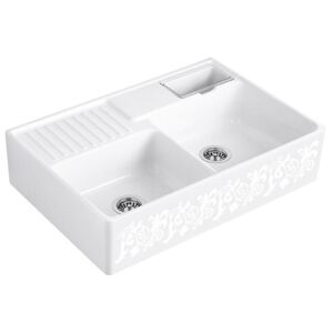 Villeroy und Boch Villeroy et Boch double bac 632392KT ensemble de dechets, contrôle excentrique, bac de repos, White Pearl