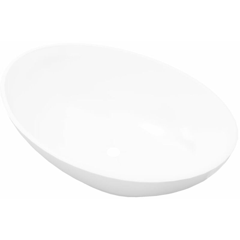 VIDAXL Lavabo en Forme Ovale Céramique Blanc Lave-mains Vasque Salle de Bain