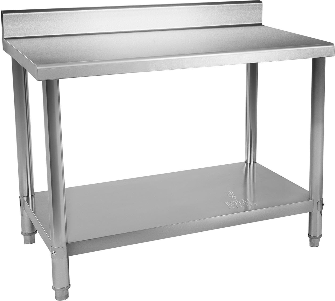 Royal Catering Table de travail en inox - 100 x 60 cm - Capacité de 90 kg - Avec dosseret RCAT-100/60-N