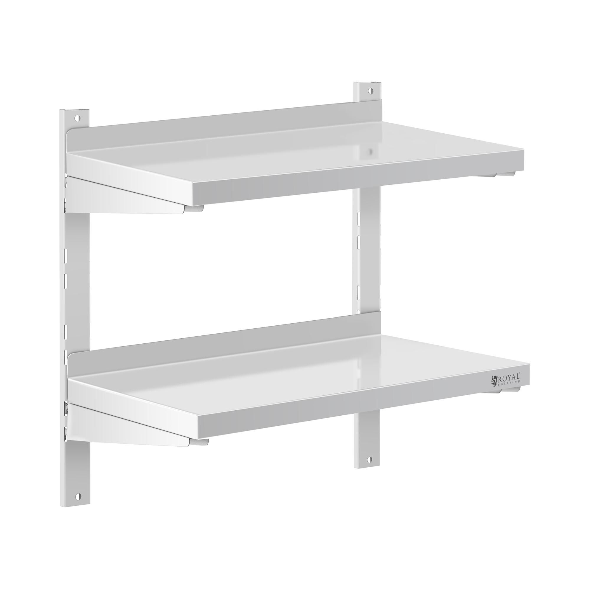 Royal Catering Stainless Steel Wall Shelf - 2 shelves - 30 x 60 cm