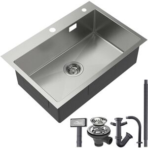 Lavello Cucina 50x43cm in acciaio inox, Lavandino Cucina Quadrato con 300ml  dispenser di sapone e Sifone