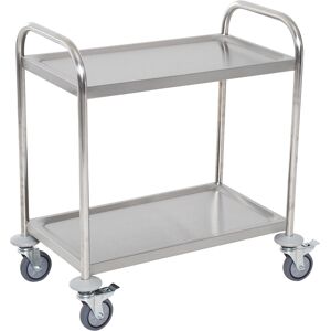 Homcom Carrello da Cucina 2 Ripiani con Ruote Carrollo Acciaio Inox 71x41x81cm, Argento