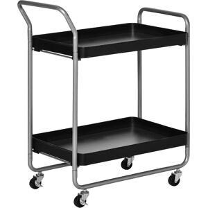 Homcom Carrello Portavivande a 2 Livelli con Maniglie e Ruote girevoli, in Metallo, 63x40.4x83.5cm, Nero