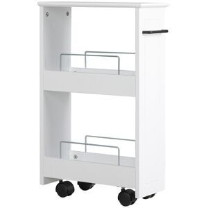 Kleankin Carrello Salvaspazio Multiuso in Legno MDF e Ruote, 42.5x20.3x66.7cm, Bianco