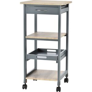 Homcom Carrello da Cucina Portavivande con Cassetto, 2 Ripiani e Vassoio Estraibile, 37x37x76cm, Grigio