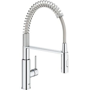 Grohe Miscelatore da cucina Get Clova doccetta con molla collo di cigno argento,  cromato