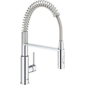 Grohe Get Rubinetto da cucina Semi-pro con molla e doccetta a 2 getti, cromo (30361000)