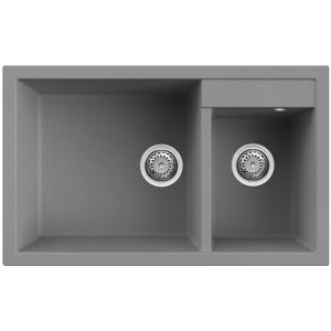 Elleci Lavello Incasso 2 vasche 81,5x50 Quadra 440 Metaltek Grigio Titanium LMQ44073