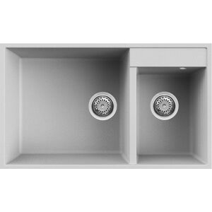 Elleci Lavello Incasso 2 vasche 78,5x47 Quadra 440 Sottotop Metaltek Grigio Aluminium LMQ44079BSO