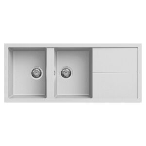 Elleci Lavello Incasso 2 vasche 116x50 Unico 500 Granitek Bianco LGU50068