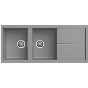 Elleci Lavello Incasso 2 vasche 116x50 Unico 500 Metaltek Grigio Titanium LMU50073