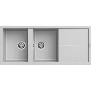 Elleci Lavello Incasso 2 vasche 116x50 Unico 500 Metaltek Grigio Alumnium LMU50079