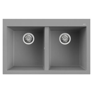 Elleci Lavello Incasso 2 vasche 79x50 Quadra 350 Granitek Grigio Cemento LGQ35048