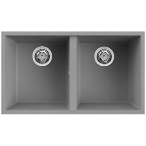 Elleci Lavello Incasso 2 vasche 76x43,5 Quadra 350 Sottotop Granitek Grigio Cemento LGQ35048BSO