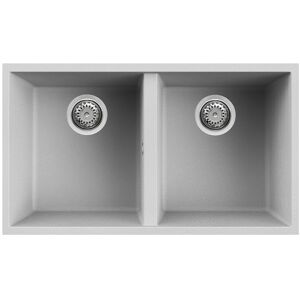 Elleci Lavello Incasso 2 vasche 76x43,5 Quadra 350 Sottotop Metaltek Grigio Aluminium LMQ35079BSO