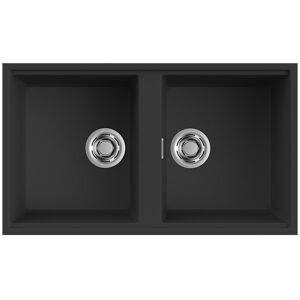 Elleci Lavello Incasso 2 vasche 83,6x48,8 Best 450 Sottotop Granitek Nero LGB45040BSO