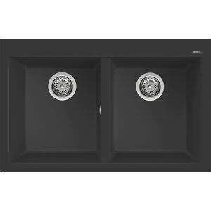 Elleci Lavello Incasso 2 vasche 79x50 Quadra 350 Granitek Nero LGQ35040