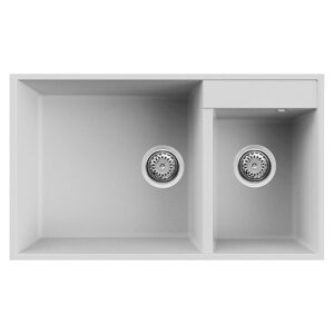 Elleci Lavello Incasso 2 Vasche 78,5x47 Quadra 440 Sottotop Granitek Bianco Lgq44068bso